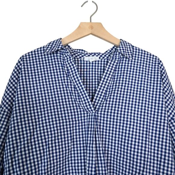 J. Jill Womens M Blue White Gingham Pullover Blouse - Picture 3 of 11